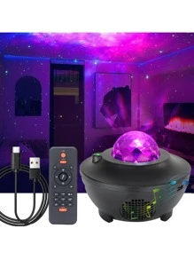 Luminária Abajur Gira Projetor Galaxia Musica Bluetooth USB - Preto - Visão 1