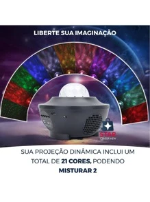 Luminária Abajur Gira Projetor Galaxia Musica Bluetooth USB - Preto - Visão 8