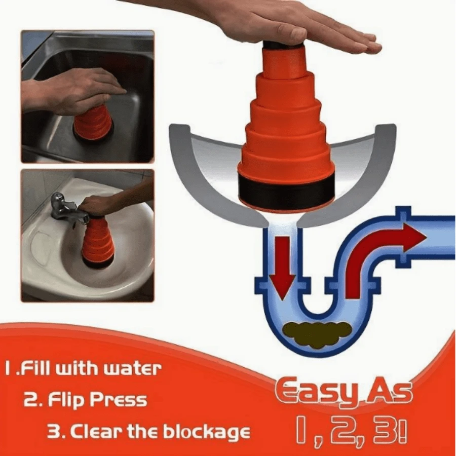 1pc TPE Drain Cleaner, Creative Stretchable Hair Clog Removal Cleaner For Bathroom - Orange - View 1