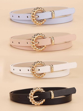 Mujer 4 piezas Cinturón unicolor girante hebilla moda para vida diaria