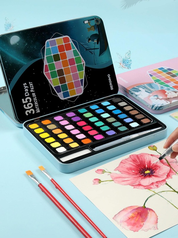 1box Color Block Watercolor Paint, Simple Portable Watercolor Paint Box