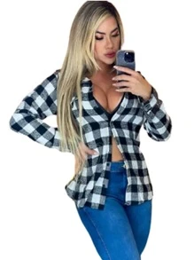 Women Blouses - 黑與白 - 查看 5