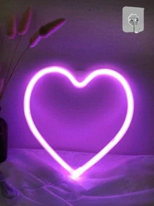 1 đèn neon hình trái tim, có móc treo, dùng nguồn USB và pin, thích hợp trang trí bàn làm việc, phòng ngủ bé gái, tường, tiệc tùng, đám cưới, sinh nhật, ngày Valentine, quà tặng ngày của mẹ. - Màu tím - Xem 7