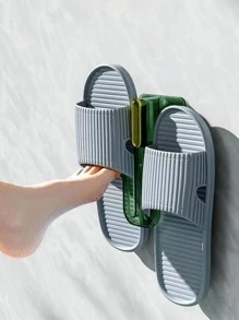 1pc PET Wall Mounted Shoe Storage Rack, Minimalist Clear Multifunction Shoe Rack For Bathroom - Green - View 1