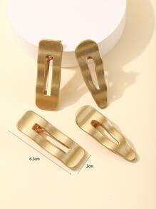 4个纯色几何发夹休闲金色头饰爪夹发卡，发饰，发夹，发卡，发卡 - 金色 - 查看 5