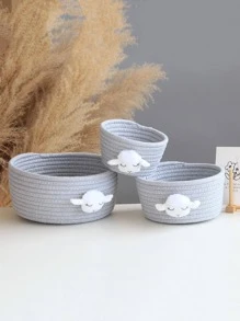 動物裝飾繩索收納籃,卡通北歐風格家庭臥室客廳編織桌面收納 - 灰色 - 查看 4