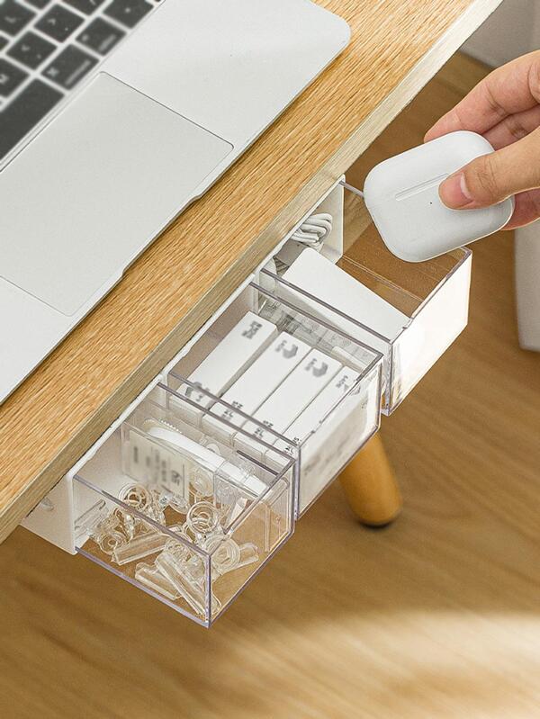 1pc Plastic Bathroom Storage Box, Minimalist White Wall Mounted