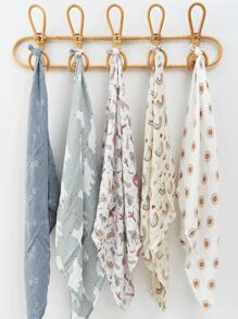 5 件装竹纤维平纹细布围兜 60*60 厘米 婴儿围巾手帕