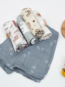 5 件装竹纤维平纹细布围兜 60*60 厘米 婴儿围巾手帕