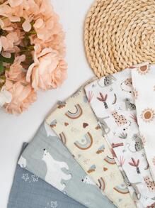 5 件装竹纤维平纹细布围兜 60*60 厘米 婴儿围巾手帕