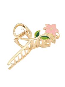 1入組女士花朵設計甜美風格大爪夾適用於日常生活 - 彩色 - 查看 3