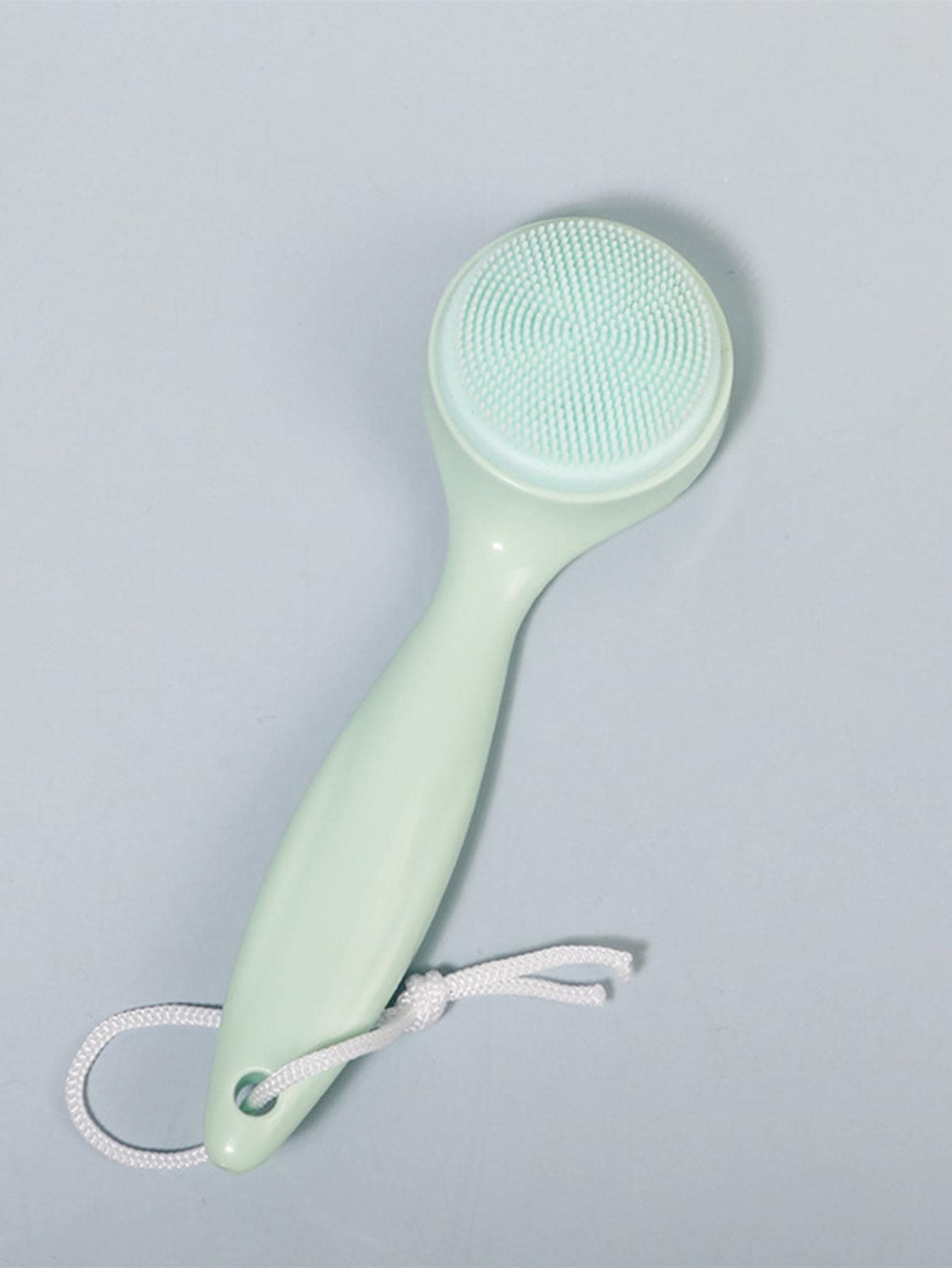 1入組矽膠沐浴北歐風素色長柄臉部清潔刷 - 藍色 - 查看 1