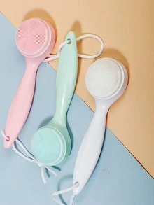 1入組矽膠沐浴北歐風素色長柄臉部清潔刷 - 藍色 - 查看 2
