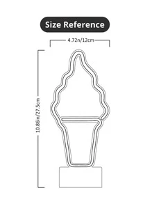 1個冰淇淋霓虹燈,冰淇淋霓虹燈臥室裝飾,可用電池/usb操作的冰淇淋造型夜燈,配有底座,適用於兒童托兒所酒吧休閒派對裝飾,粉色+黃色 - 黃色 - 查看 7