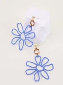 1對波西米亞鋅合金鏤空花耳墜適合女士日常裝飾 - 彩色 - 查看 2