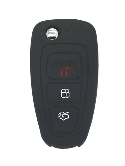 1pc Black Car Key Fob Cover Protector Suitable For Focus, Fusion, Kuga