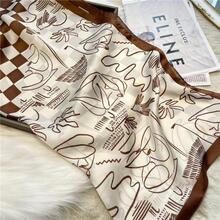 1pc Women Plaid Print Fashion Bandana For Daily Life - Coffee Brown - View 3