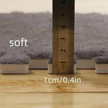 12 piezas/set Alfombra de dormitorio 12 X 12 pulgadas EVA moderno gris de peluche para sala de estar - Gris - Ver 4