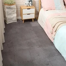 12 piezas/set Alfombra de dormitorio 12 X 12 pulgadas EVA moderno gris de peluche para sala de estar - Gris - Ver 6