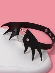 1入組時尚PU聚氨酯心和翅膀裝飾頸鏈適合女士適用於禮品