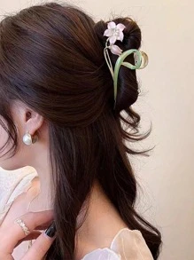 1 件装女士花朵设计甜美风格大号发夹，适合日常生活波西米亚风万圣节发夹发夹 - 紫色 - 查看 3