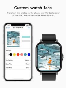 smart watch 1.69 inch full touch screen heart rate watch call for men women - Pink - View 5