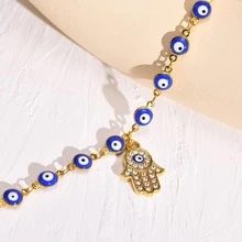 1入組時尚不銹鋼眼睛裝飾方晶鋯石法蒂瑪之手飾物手鏈適合女士日常裝飾 - 星星 - 查看 2