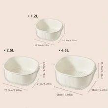 1pc Double Layer Food Storage Bag, Simple Plastic Fruit Vegetable Drain Basket For Kitchen - White - View 8