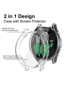 1pc Men Women Clear Fashionable Soft TPU Anti-Scratch 2 In 1 Transparent Watch Case & Screen Protector 40Mm/44Mm, Compatible With Samsung Galaxy Watch 4 - Clear - View 4