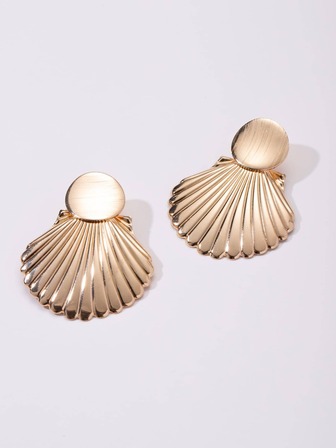 1對女性新款時尚優雅簡約貝殼形多用途耳環