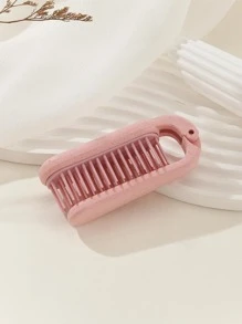 1pc Small Portable Folding Comb, Suitable For Daily Use And Travel With Less Hair,Hair Accessories ,Hair Styling Tools,Summer,Holiday,Festival,Party - Pink - View 3