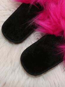 時尚臥室拖鞋適用於女士毛茸茸室內一腳蹬家居拖鞋 - 玫紅色 - 查看 6