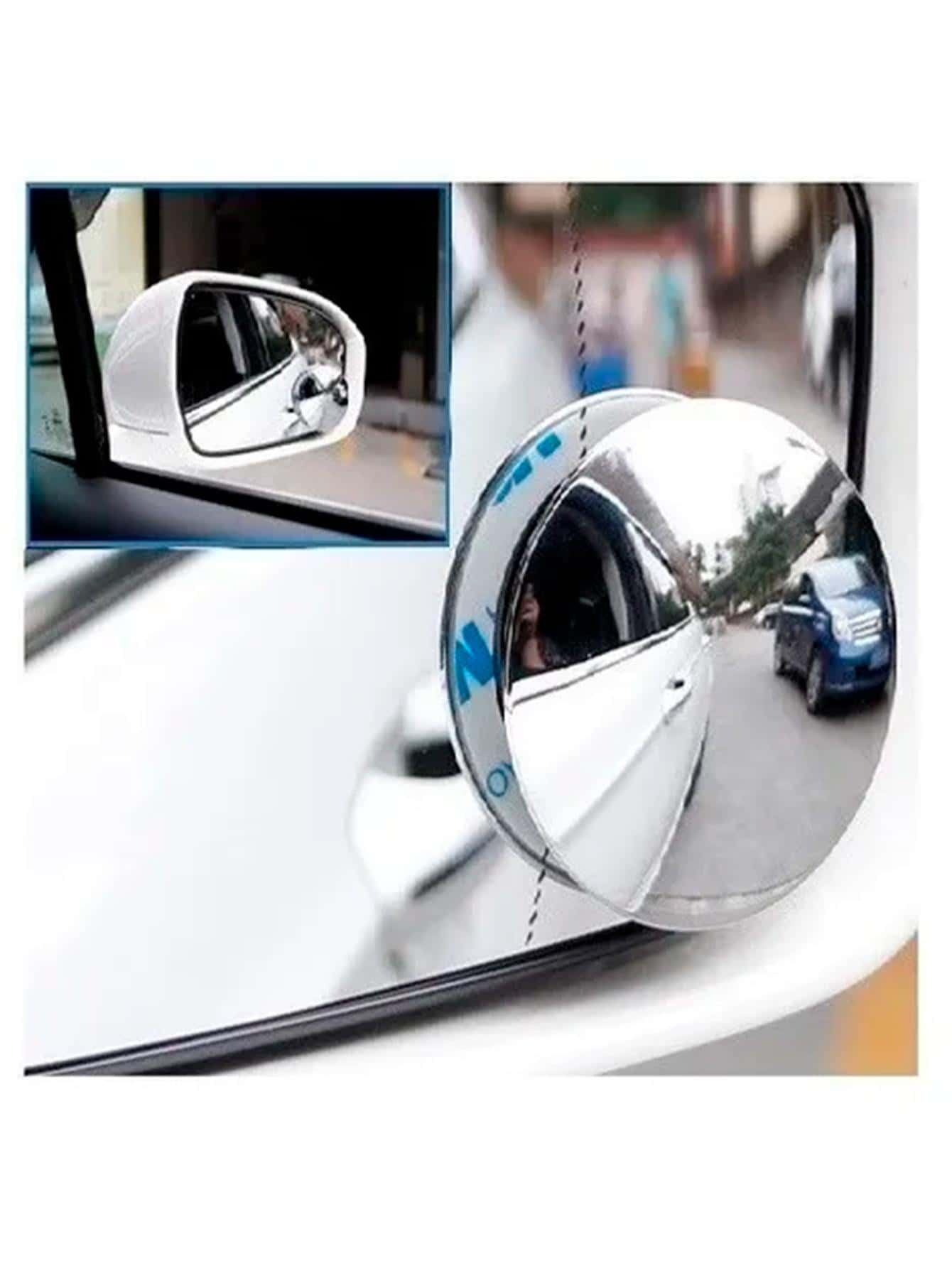 2 pzs Espejo Retrovisor Concavo Punto Ciego Angulo Ajustable con Vista 360° Universal Vmingo Mexico - Plateado - Ver 1