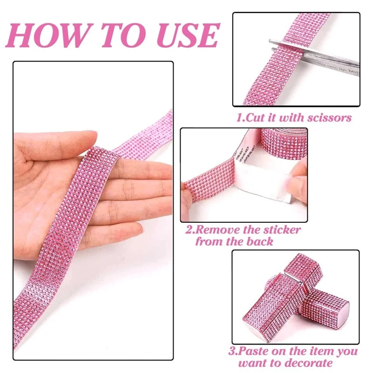 1pc glas doe-het-zelf strass, modern roze zelfklevend kledingstuk decoratie hulpstof voor doe-het-zelf - Roze - Bekijken 4