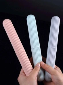 1 pièce Boîte à brosse à dents portable, boîte de transport pour brosse à dents en plastique nordique pour l'extérieur, les voyages, la décoration de la salle de bain à la maison, la décoration d'automne, la rentrée scolaire