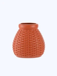 1pc Braided Design Flower Vase, Modern Plain Color Flower Vase For Home Decoration - Orange - View 2