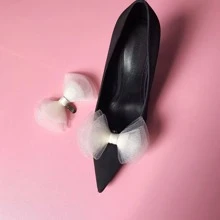 2pcs Bow Design Shoe Decorations, Fashionable Cute Decorations For Pumps - White - View 3