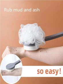 1 Bàn Chải Tắm Hai Mặt, Bàn Chải Vệ Sinh Nhà Tắm Tay Cầm Dài Bằng Nhựa Đơn Giản Cho Phòng Tắm - Xám - Xem 4