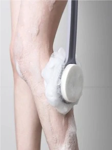 1 Bàn Chải Tắm Hai Mặt, Bàn Chải Vệ Sinh Nhà Tắm Tay Cầm Dài Bằng Nhựa Đơn Giản Cho Phòng Tắm - Xám - Xem 1