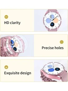 4 cái/bộ Nam NỮ Đồ trang trí Rhinestone Đúng mốt Duyên dáng Màu bạc Chống rơi Đồng hồ thông minh Loại vỏ & Màn Sự bảo vệ Tempered Film , Tương thích với Samsung Thiên hà Ốp đồng hồ 40mm/44mm , Tương thích Với Samsung Galaxy Watch 4/5 , Thông minh Ốp đồng hồ Phụ kiện - Nhiều màu - Xem 4