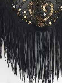 1pc Women Sequin Decor Fringe Trim Fashion Shawl For Party