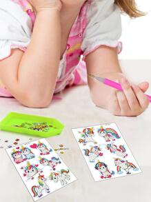 13入組DIY鑽石畫獨角獸設計DIY鑽石畫貼花適用於裝飾用品 - 彩色 - 查看 3