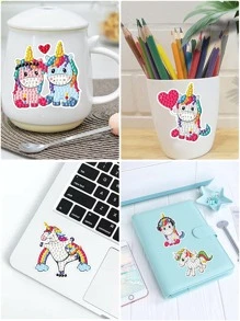 13入組DIY鑽石畫獨角獸設計DIY鑽石畫貼花適用於裝飾用品 - 彩色 - 查看 4