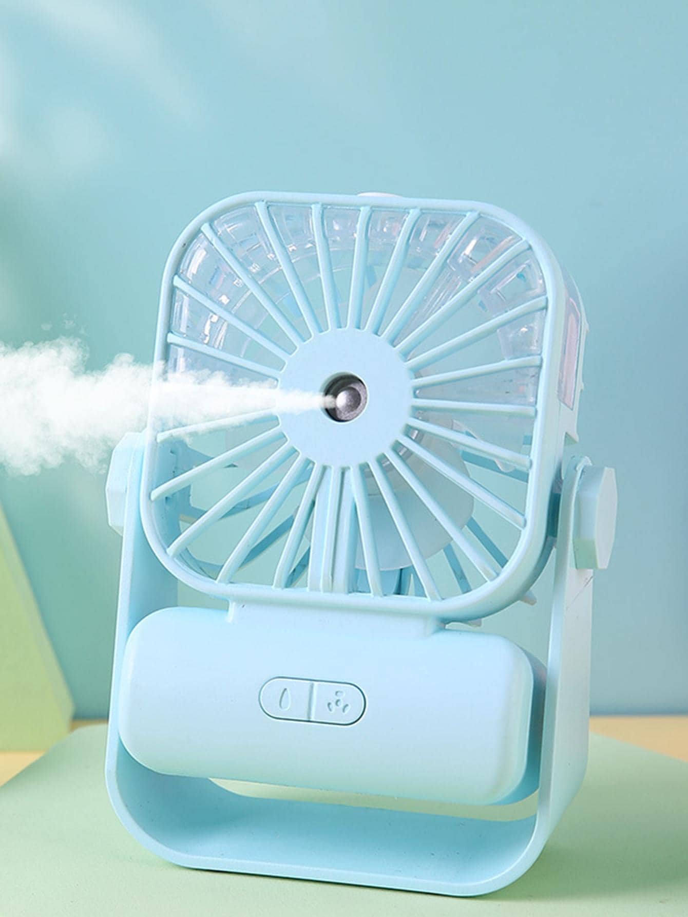 1 cái Quạt bàn ABS di động, Quạt máy tính để bàn màu xanh hiện đại cho gia đình - Màu xanh lam - Xem 1