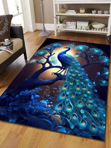 1入組孔雀圖案現代織物地毯 - 彩色 - 查看 1