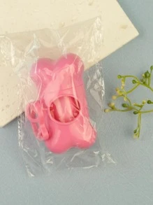 1pc Plain Pet Poopbag & 1pc Bone Shaped Poopbag Storage Box For Outdoor - Pink - View 3