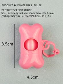 1pc Plain Pet Poopbag & 1pc Bone Shaped Poopbag Storage Box For Outdoor - Pink - View 2