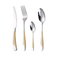 2pcs/set Stainless Steel Spoon & 1pc Fork & 1pc Knife, Modern Two Tone Tableware Cutlery Set For Kitchen - Gold - View 5