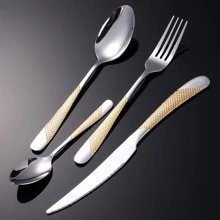 2pcs/set Stainless Steel Spoon & 1pc Fork & 1pc Knife, Modern Two Tone Tableware Cutlery Set For Kitchen - Gold - View 6