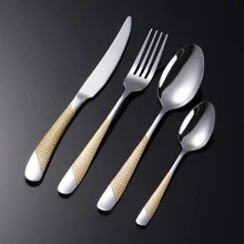 2pcs/set Stainless Steel Spoon & 1pc Fork & 1pc Knife, Modern Two Tone Tableware Cutlery Set For Kitchen - Gold - View 7